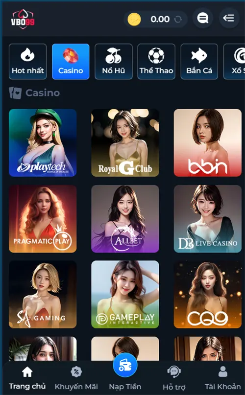 Casino VBO99 đăng nhập hấp dẫn chuyên nghiệp và uy tín